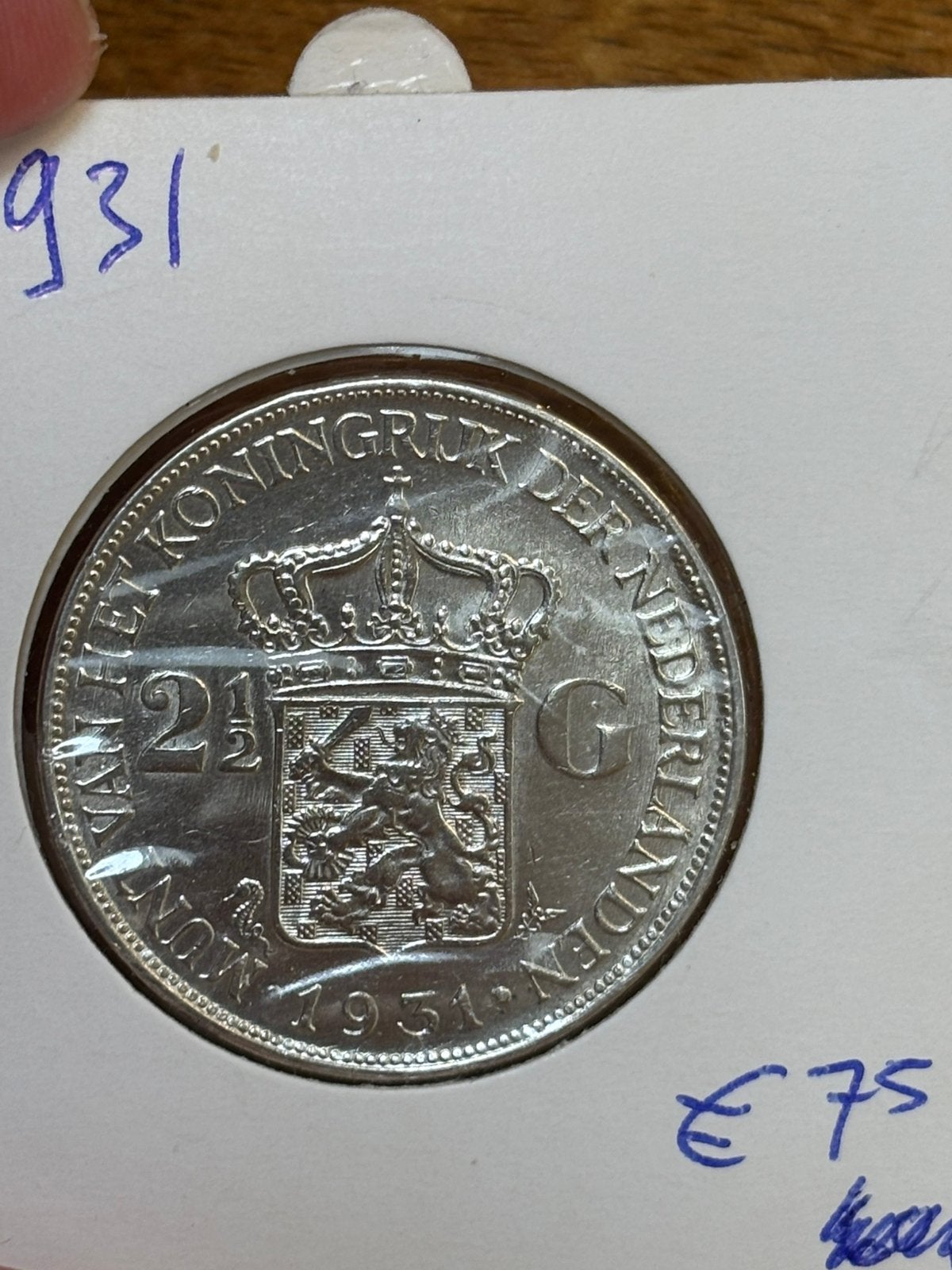 Rijksdaalder 1931 zilver., Postzegels en Munten, Munten | Nederland, Ophalen of Verzenden, Koningin Wilhelmina, 2½ gulden, Zilver