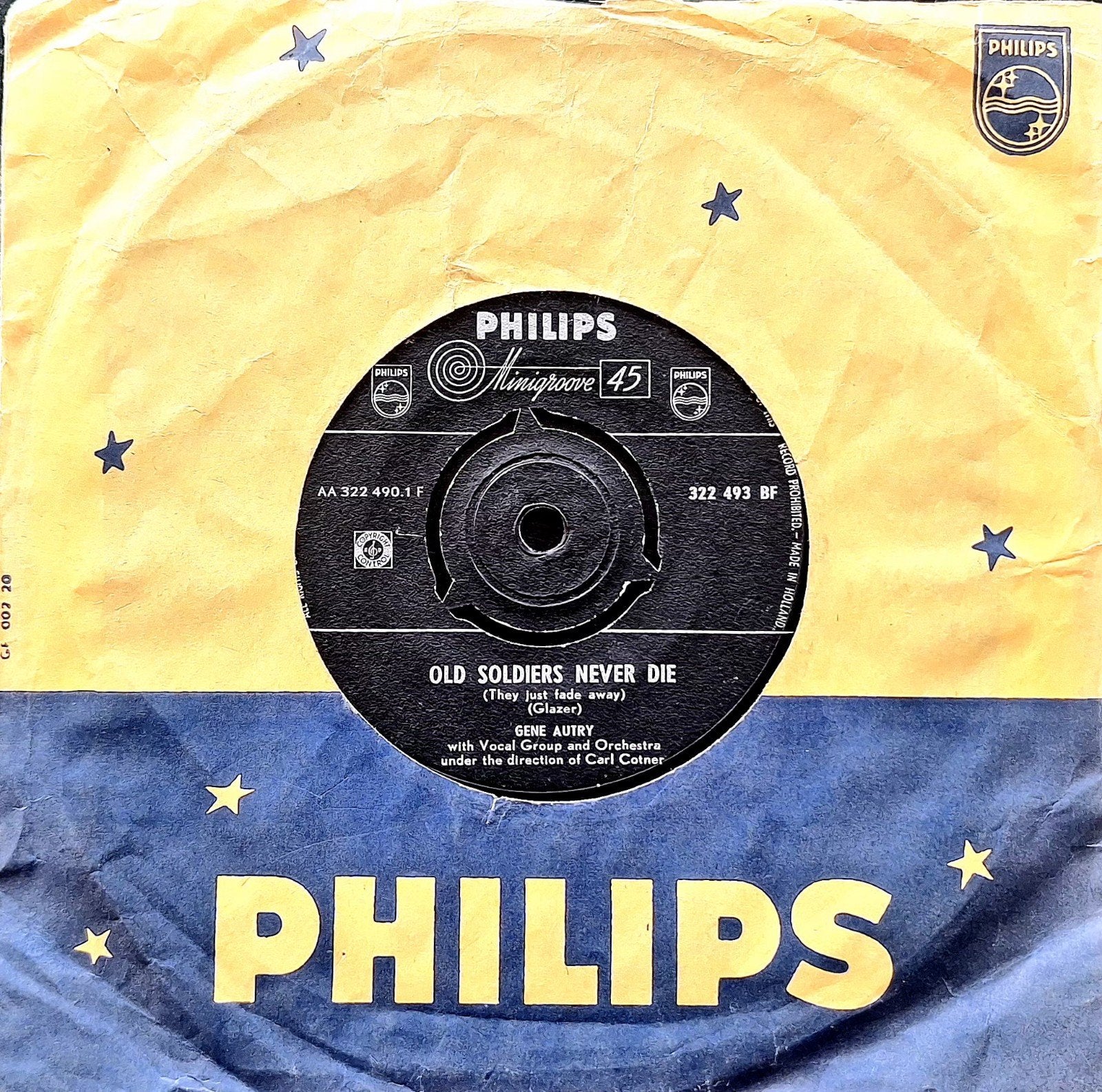 7"/SINGLE  GENE AUTRY - Old Soldiers Never Die, Ophalen of Verzenden, Gebruikt