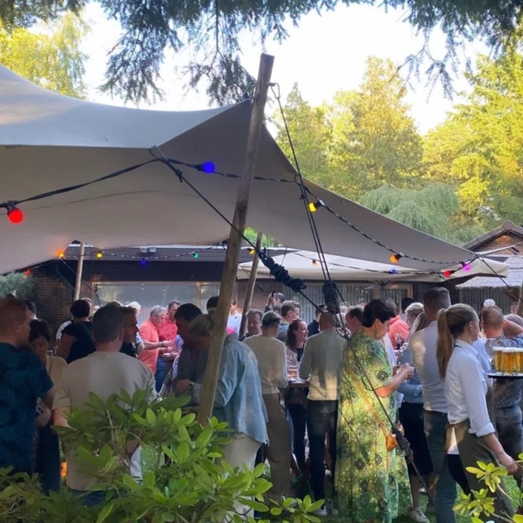 Stretchtent gebruikt 10 x 7,5 m, Tuin en Terras, Partytenten, Ophalen, Gebruikt, Overige typen, 6 meter of meer