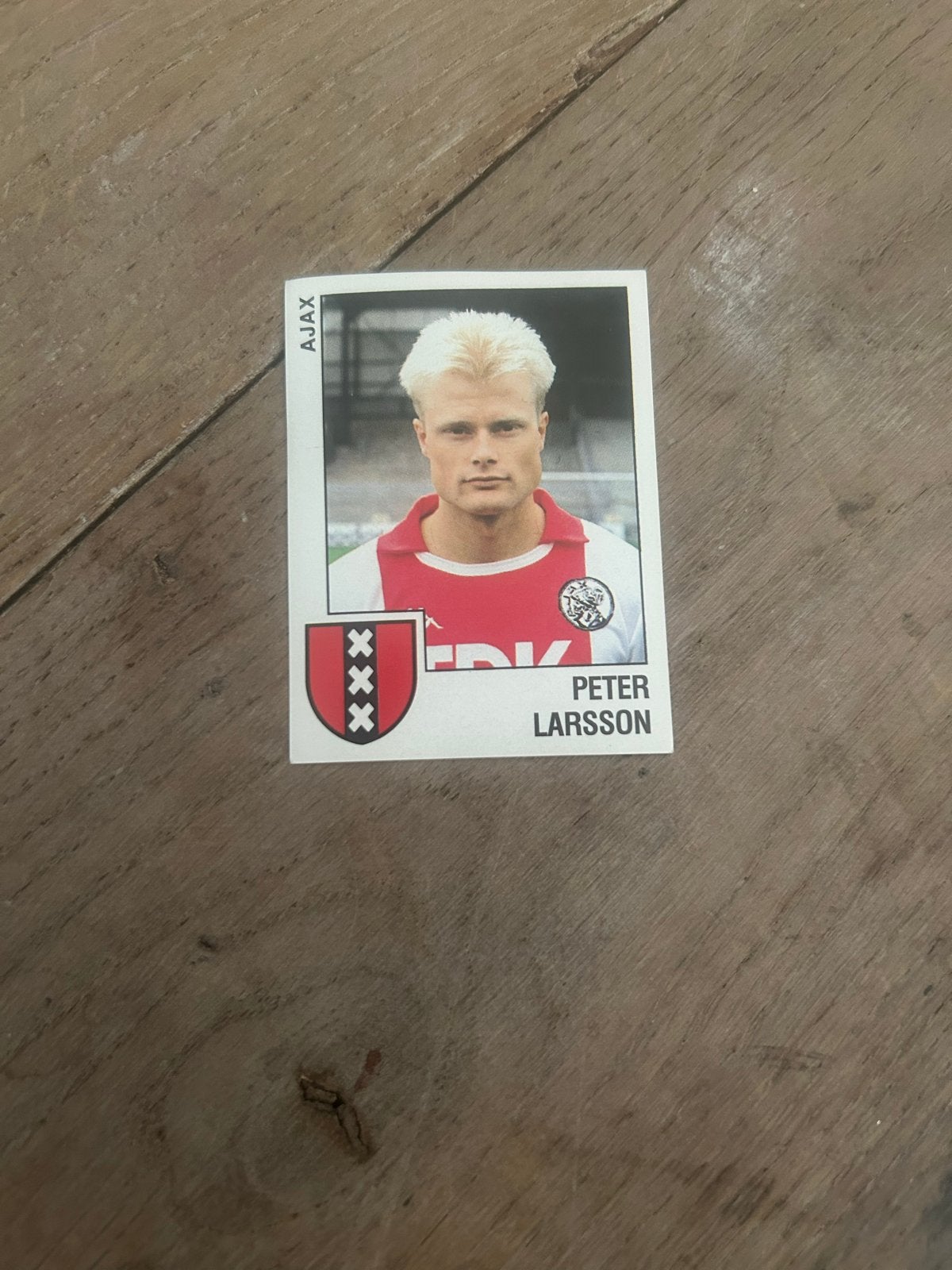 Panini Voetbal 89 Plaatje Peter Larsson Ajax, Ophalen of Verzenden, Zo goed als nieuw, Sticker