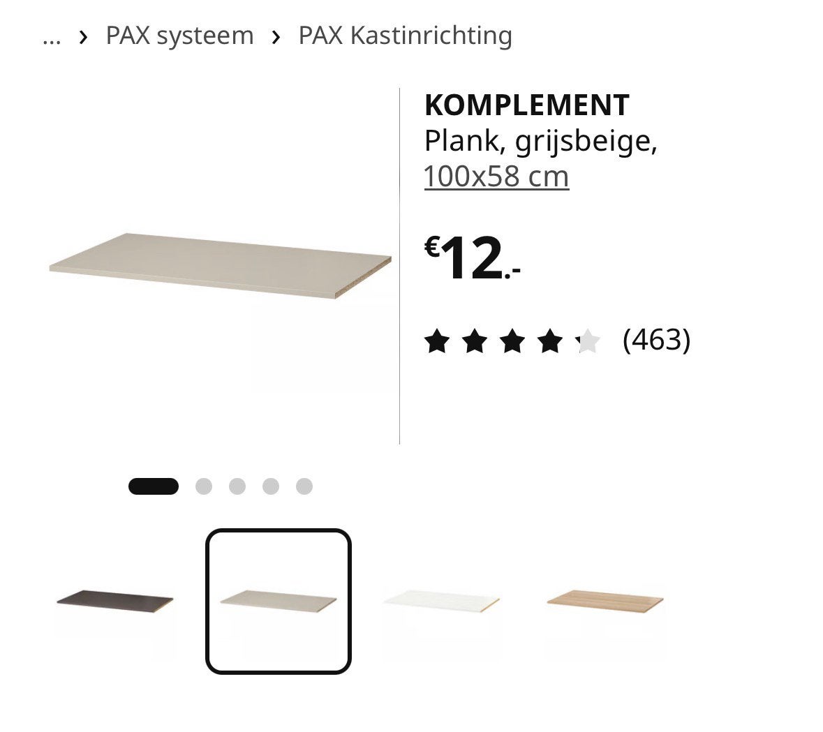 9 PAX komplement planken 100x58 beige, Ophalen, 200 cm of meer, 50 tot 100 cm, Zo goed als nieuw