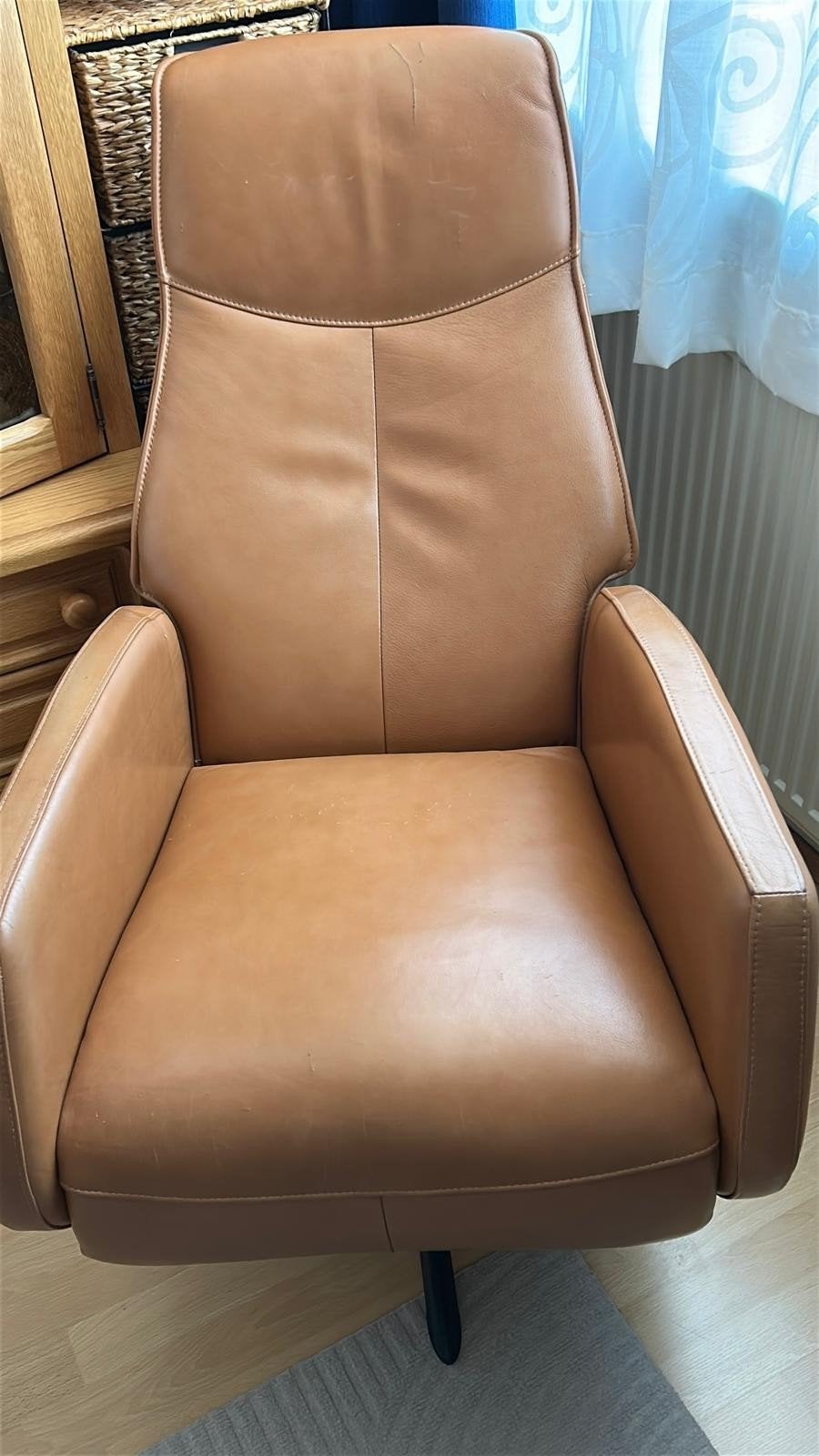 Stevige  zit/lig stoel. Echt leder., Ophalen, 75 tot 100 cm, 50 tot 75 cm