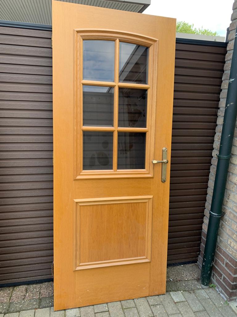 Eiken deuren met glas, Ophalen, 80 tot 100 cm, Binnendeur, 200 tot 215 cm