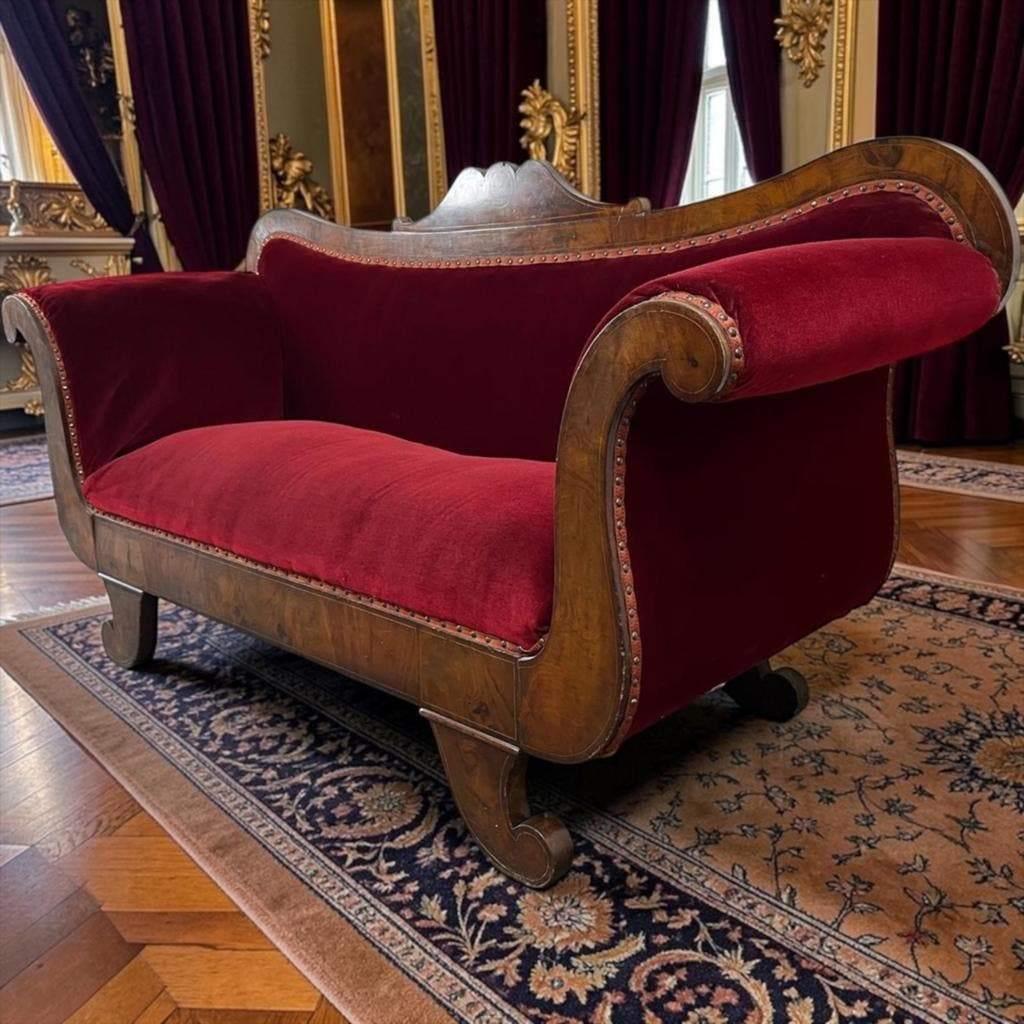 Vintage wijnrode barok zetel / canapé, Ophalen
