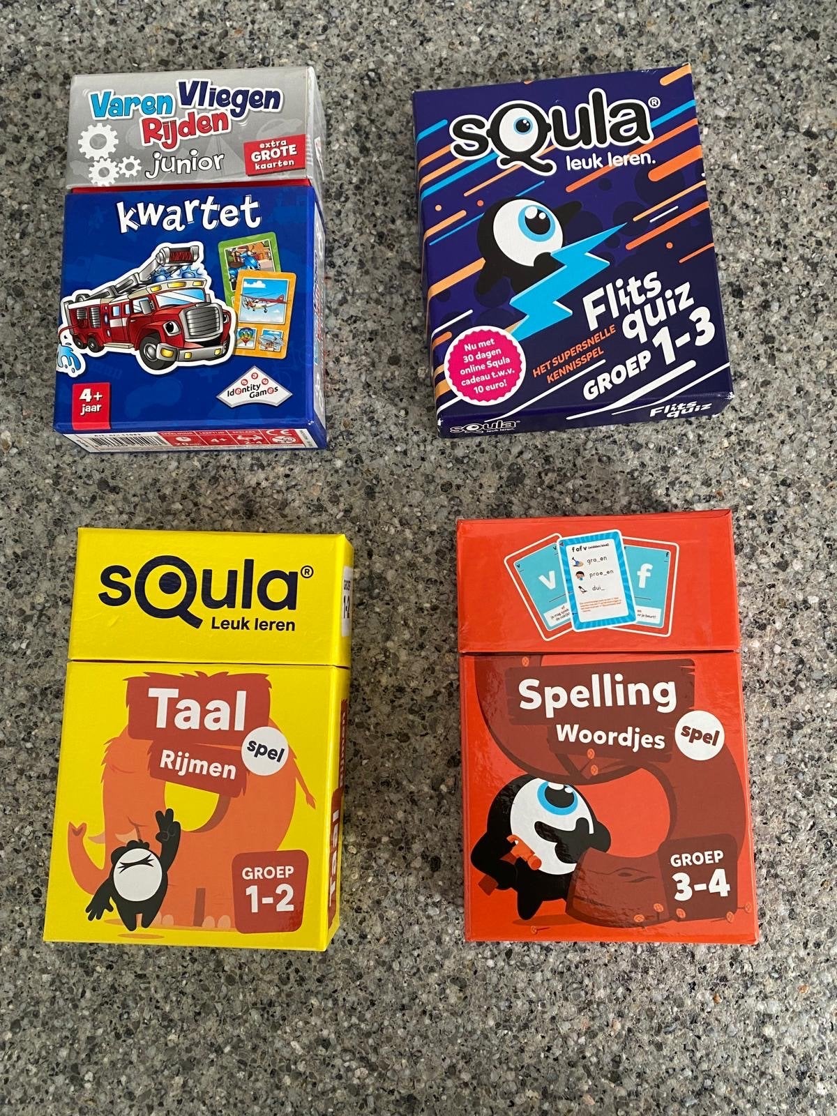 Vier educatieve spellen: Kwartet en Squla leerpakketten, Een of twee spelers, Ophalen of Verzenden, Gebruikt