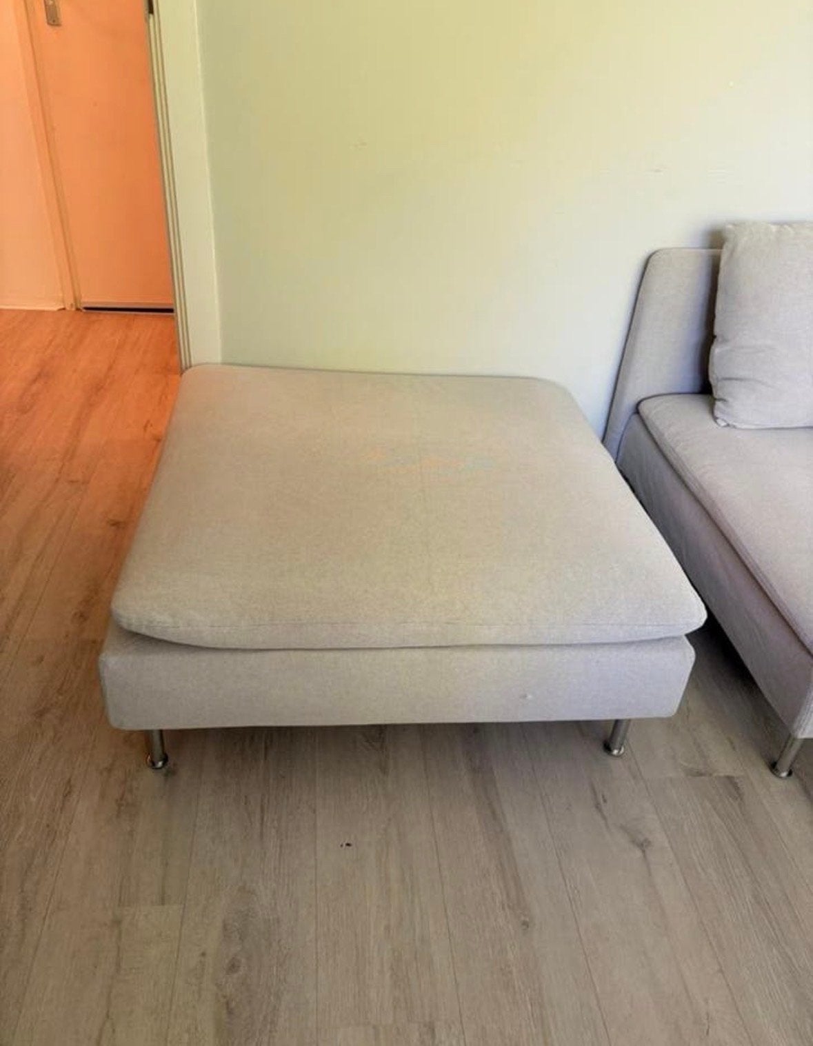 IKEA Söderhamn voetenbank Hillared beige, Huis en Inrichting, Ophalen, Zo goed als nieuw, 75 tot 100 cm, Stof