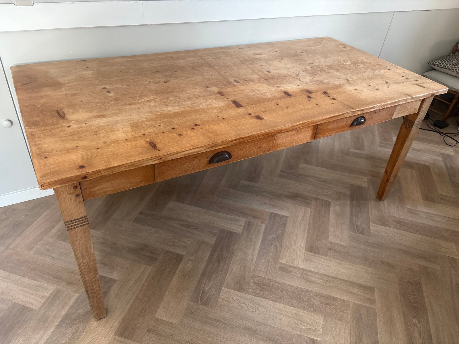 Vintage houten eettafel met lades, Ophalen