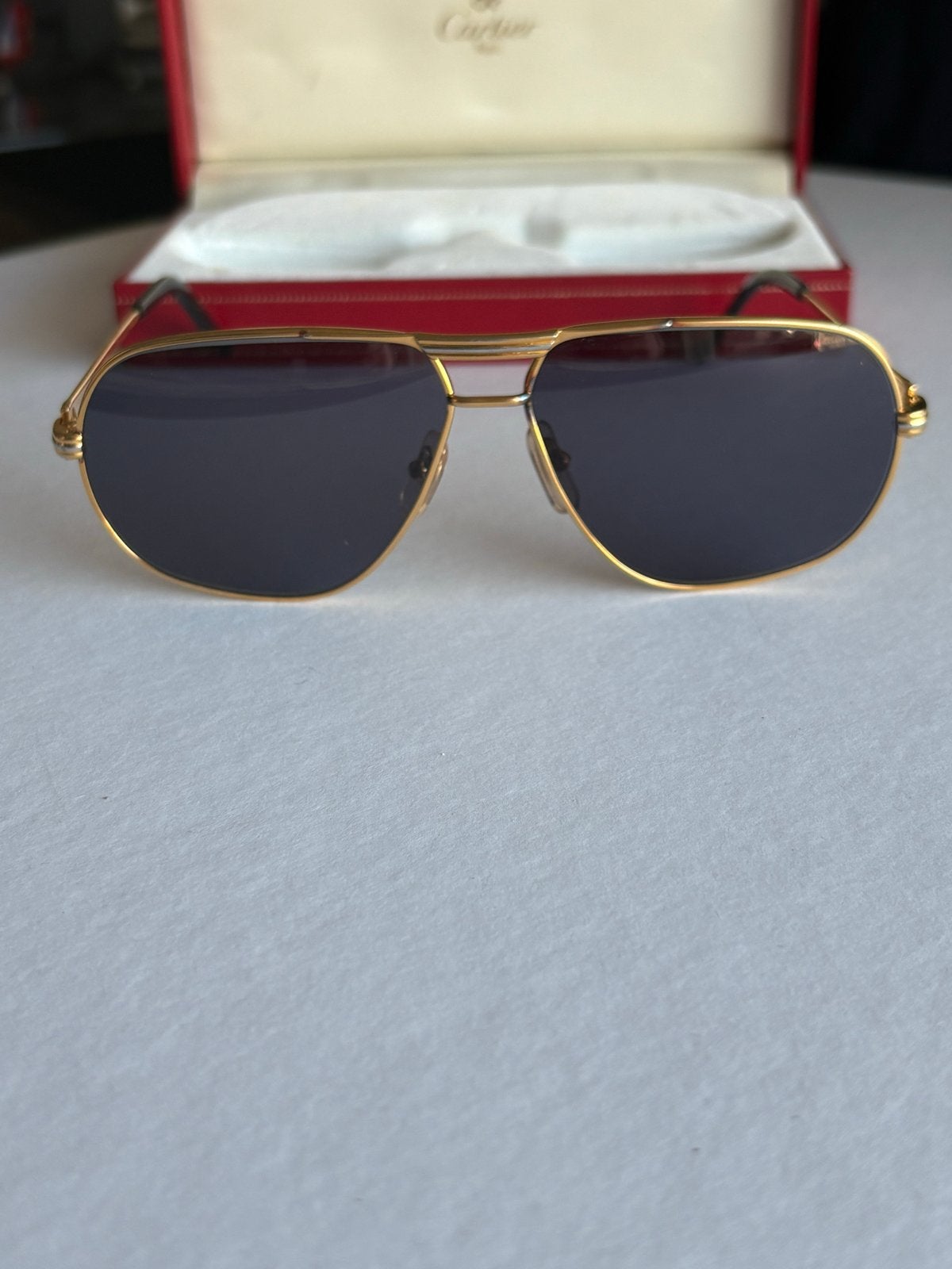 Cartier Zonnebril - Vintage Gouden Frame met Originele Doos, Overige merken, Zonnebril, Zwart, Ophalen of Verzenden
