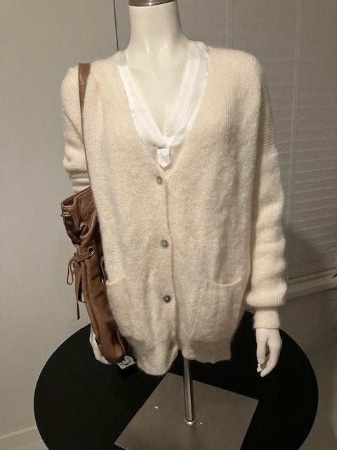 NIEUW vest in OFF-WHITE van Bellamy Italy met mohair &  wol, Kleding | Dames, Wit, Maat 46/48 (XL) of groter, Nieuw, Ophalen of Verzenden