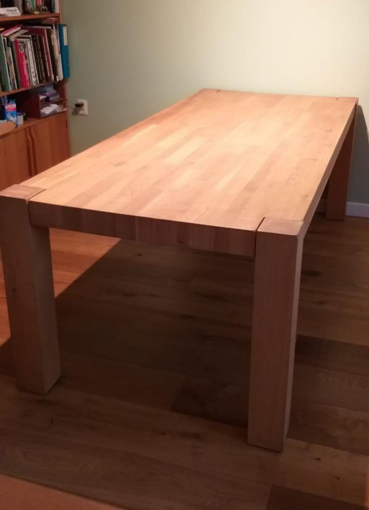 Massief Eikenhouten Tafel: 230 x 100 cm., Huis en Inrichting, Tafels | Eettafels, Ophalen, Gebruikt, Eikenhout, 200 cm of meer