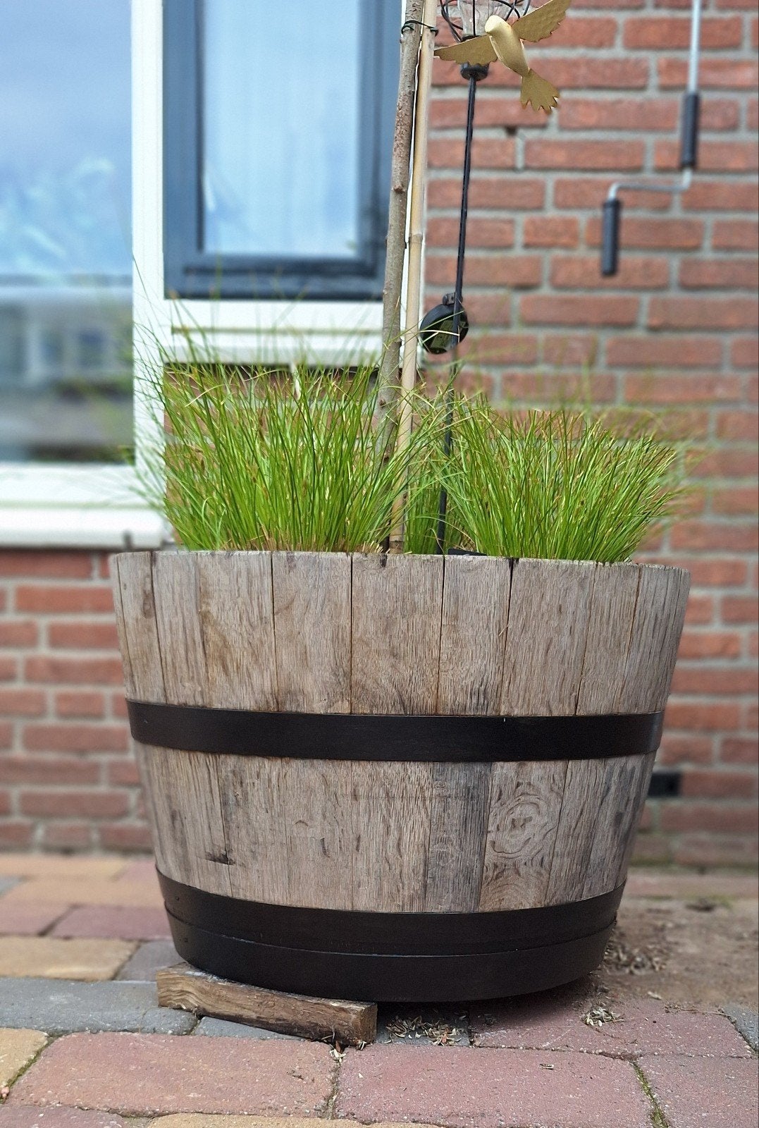 Mooie eikenhouten bloembakken nu ook met zwarte banden!!, Tuin en Terras, Ophalen