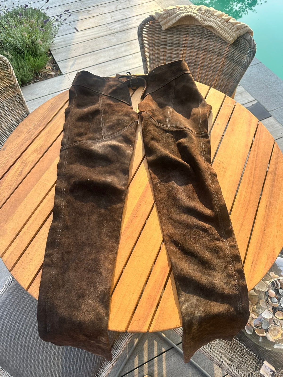Lederen lange chaps, Dieren en Toebehoren, Paardrijkleding, Ophalen of Verzenden, Schoeisel