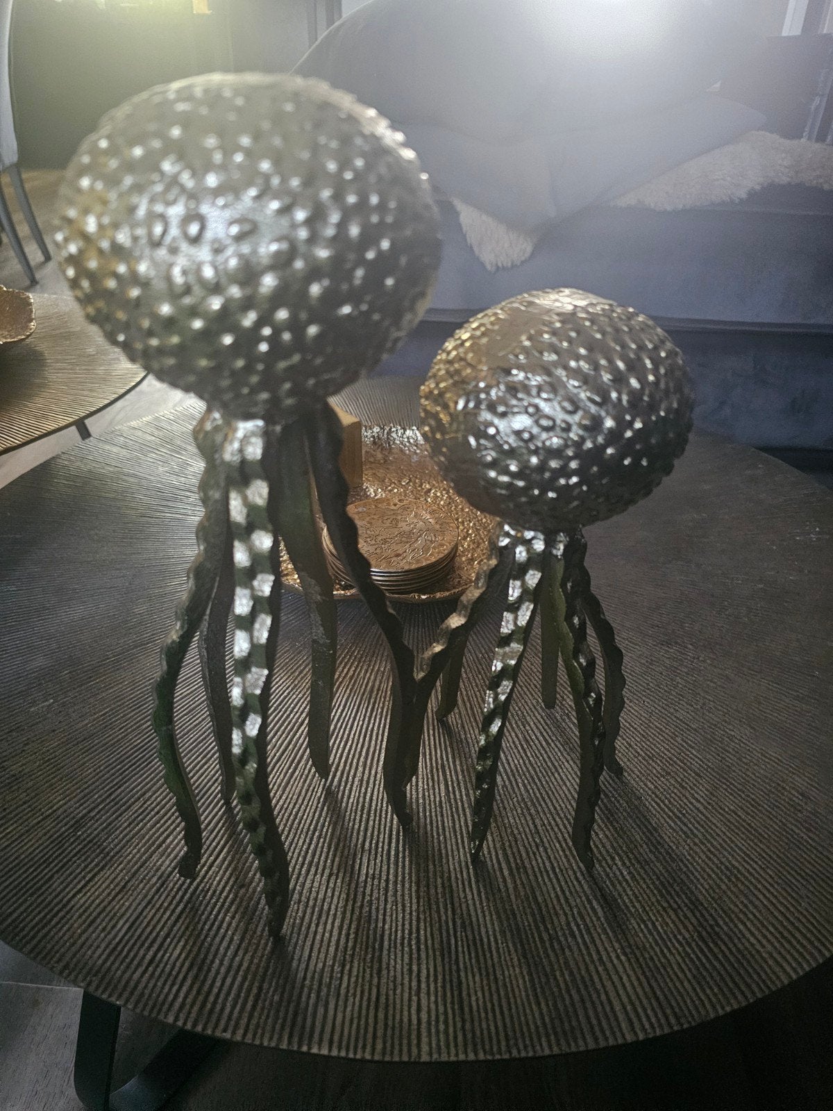 Decoratieve Octopus Beelden - Set van 2, Overige stijlen, Ophalen of Verzenden, Zo goed als nieuw, Metaal