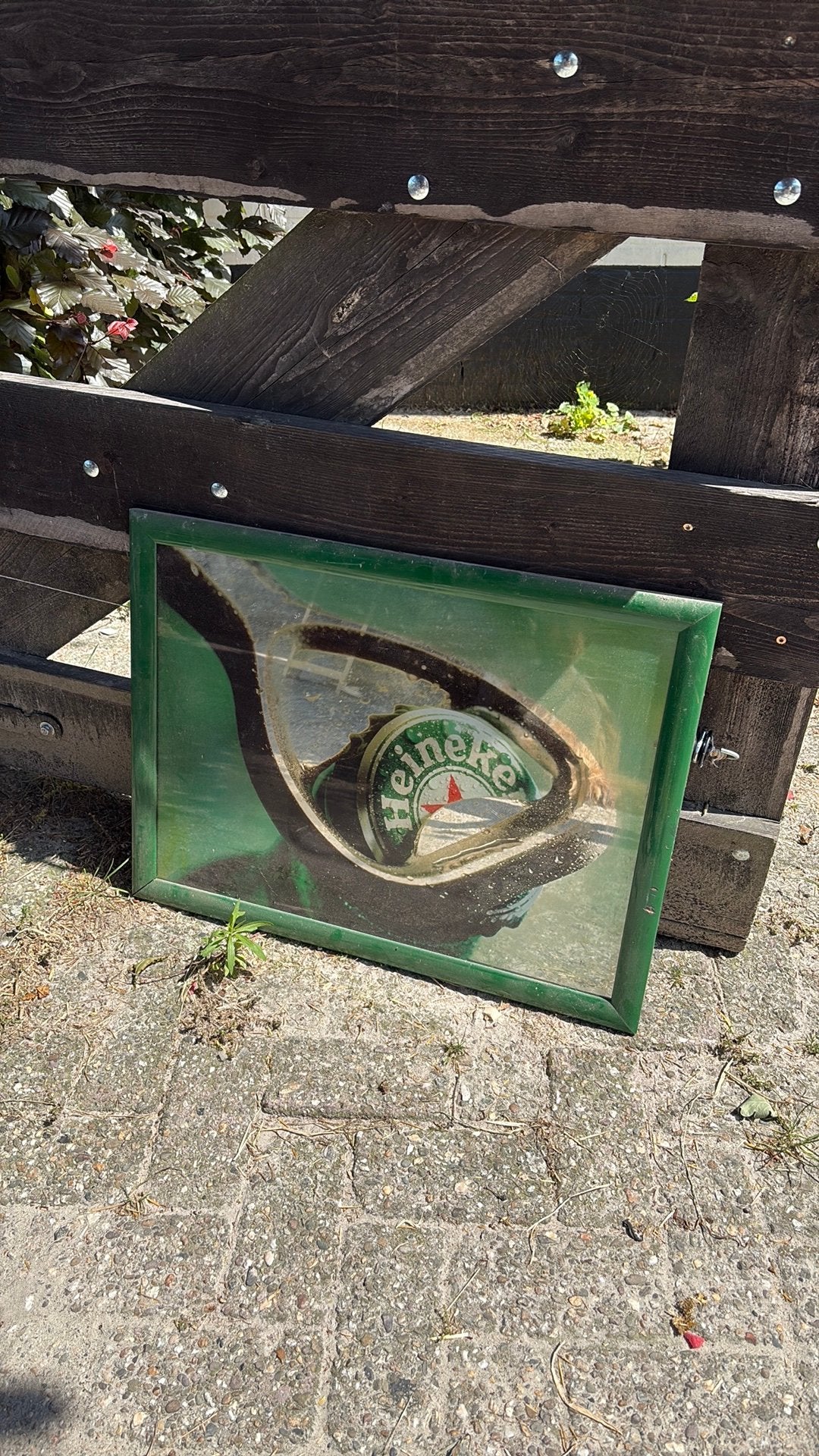 Heineken spiegel  schilderij vintage, Ophalen, Rechthoekig