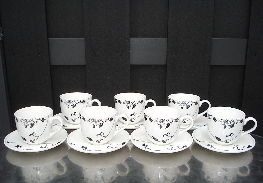 Douwe Egberts / DE 7 x kop schotels - Fiore Nero by Lyndsay, Overige merken, Nieuw, Ophalen of Verzenden, Overige stijlen