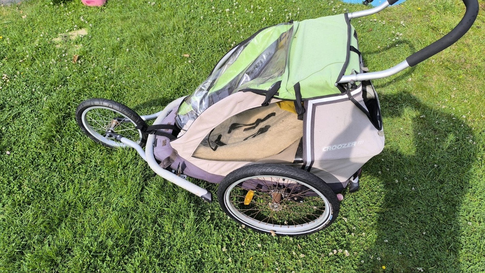 Croozer fietskar met babyschaal - Veelgebruikt, Fietsen en Brommers, Fietsaccessoires | Aanhangers en Karren, Ophalen, Gebruikt