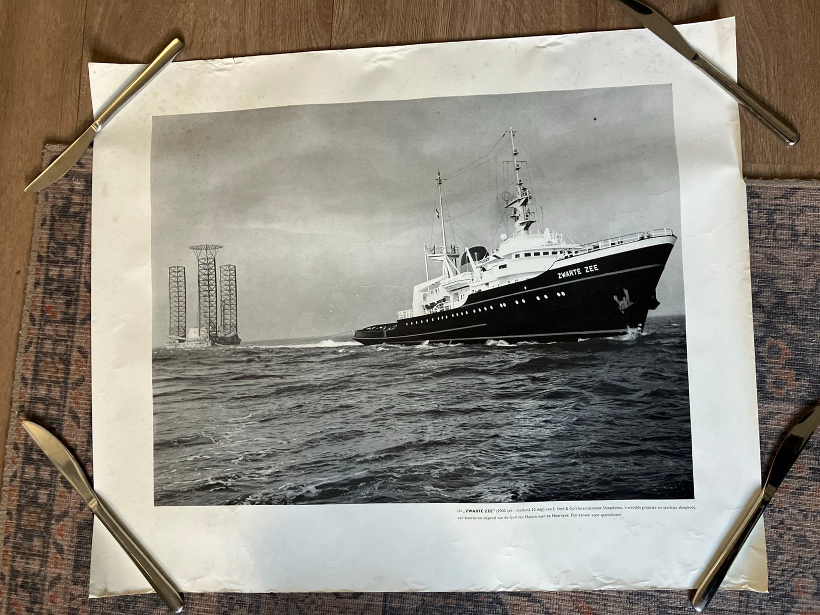 Poster L. Smit & co’s int. Sleepdienst De zwarte zee, Ophalen of Verzenden, Zo goed als nieuw, Kaart, Foto of Prent