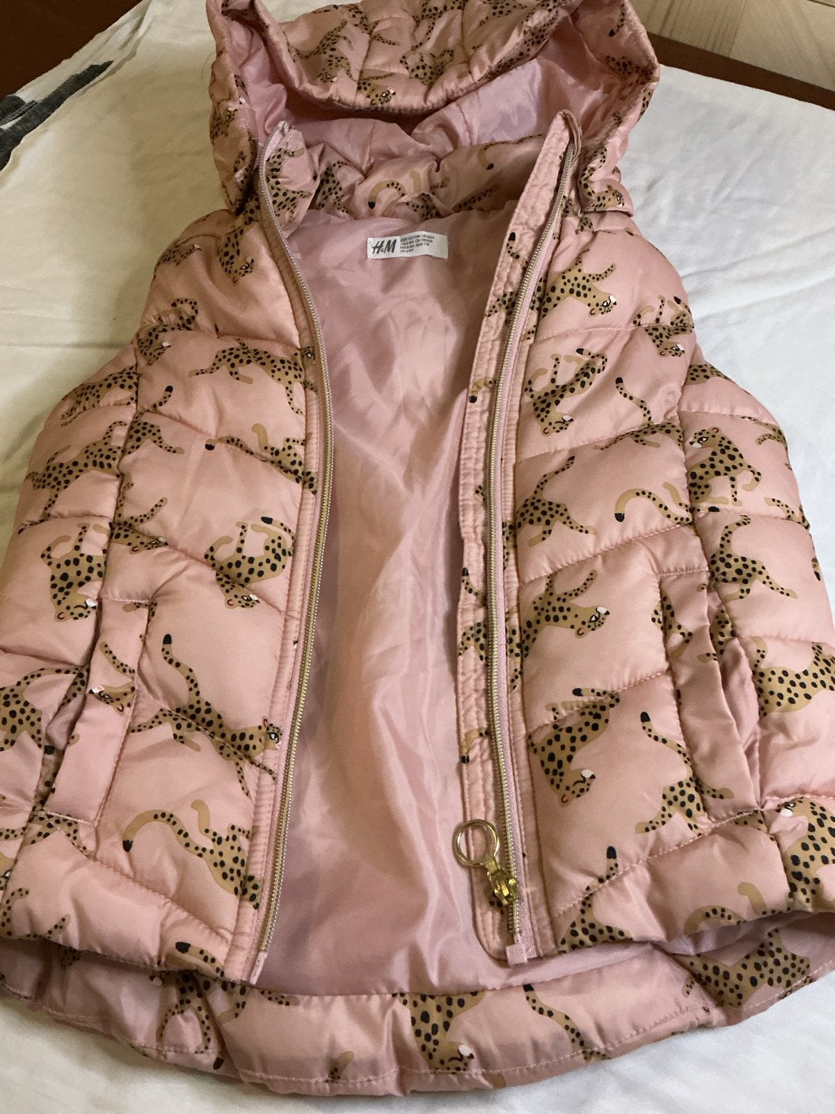 Roze H&M gewatteerde jas met luipaardprint voor meisjes, Ophalen of Verzenden, Nieuw, Meisje
