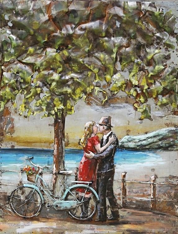 012* Metalen schilderij koppel (Boven €75geen verzendkosten), Ophalen of Verzenden