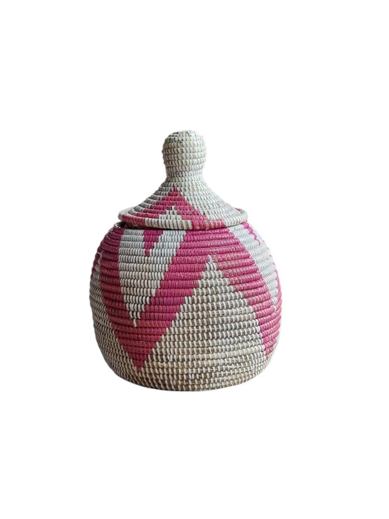 Roze wit afrikaans zeegras opbergmand, Huis en Inrichting, Woonaccessoires | Schalen en Manden, Ophalen of Verzenden, Rond, Riet