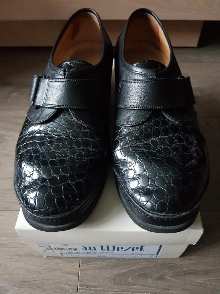 Leren schoenen voor dames - maat 7 - Van Wezel - handwerk, Schoenen met lage hakken, Zwart, Ophalen of Verzenden, Van Wezel