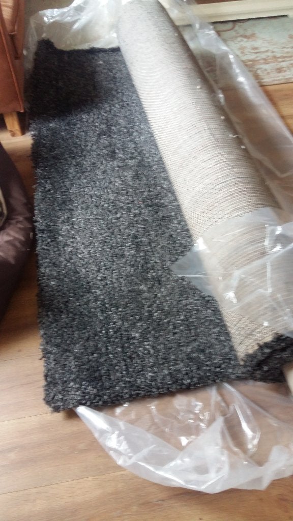 nieuw hoogpolig vloerkleed antraciet/grijs 190 x 200, Ophalen, 150 tot 200 cm, Rechthoekig, Zwart