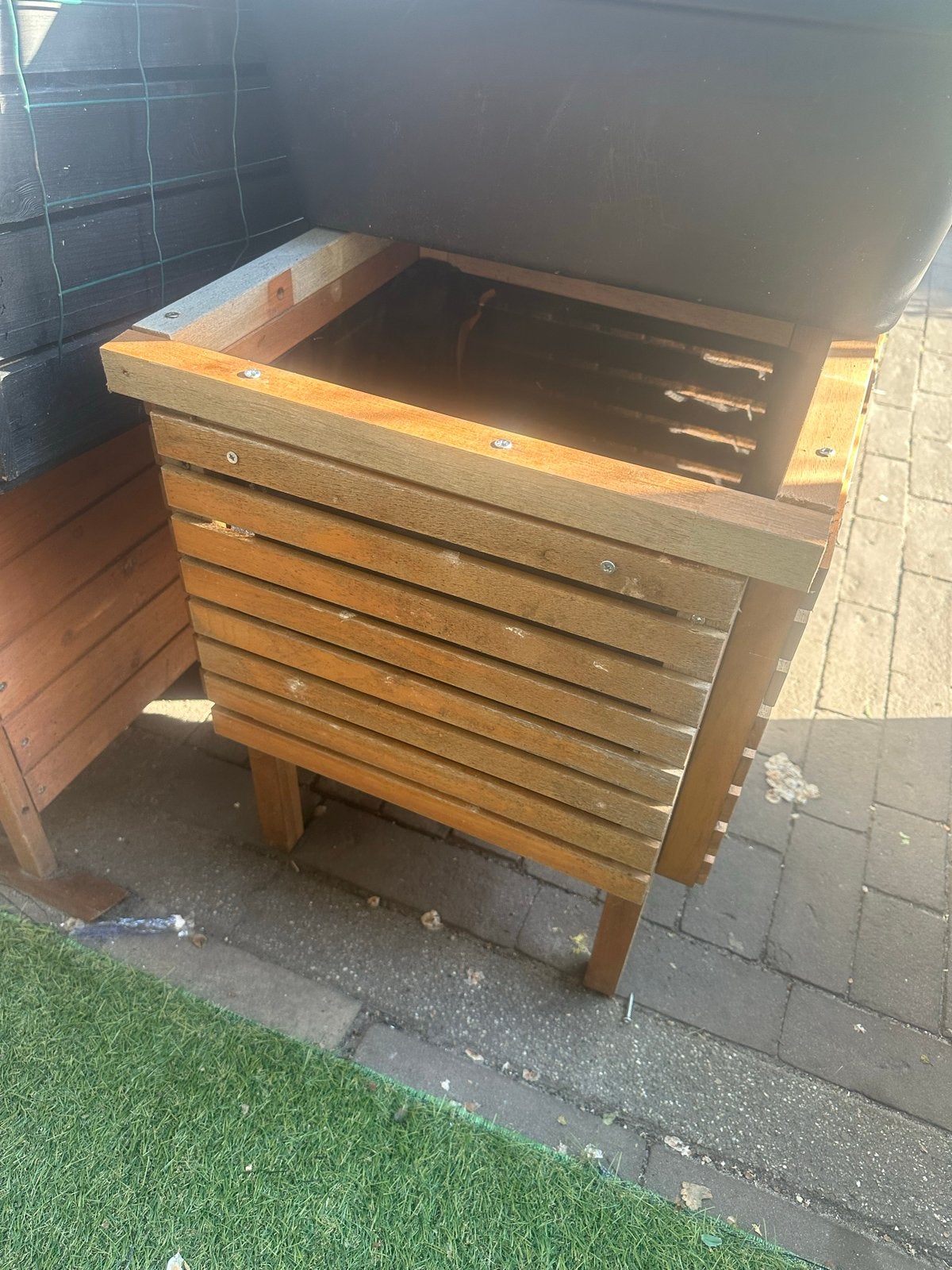 Houten plantenbak met binnenvoering (45x45x54 cm), Ophalen, Gebruikt, Balkon, Minder dan 60 cm