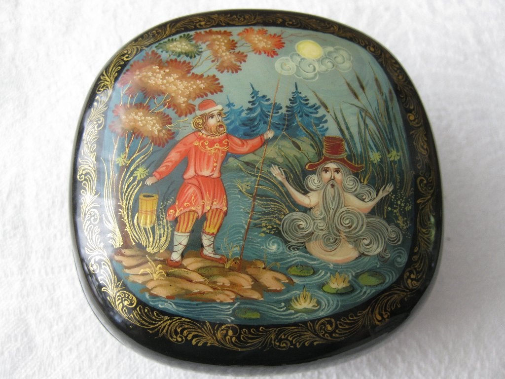 Russische handgeschilderde lakdoos in nieuwstaat., Ophalen of Verzenden, Doos