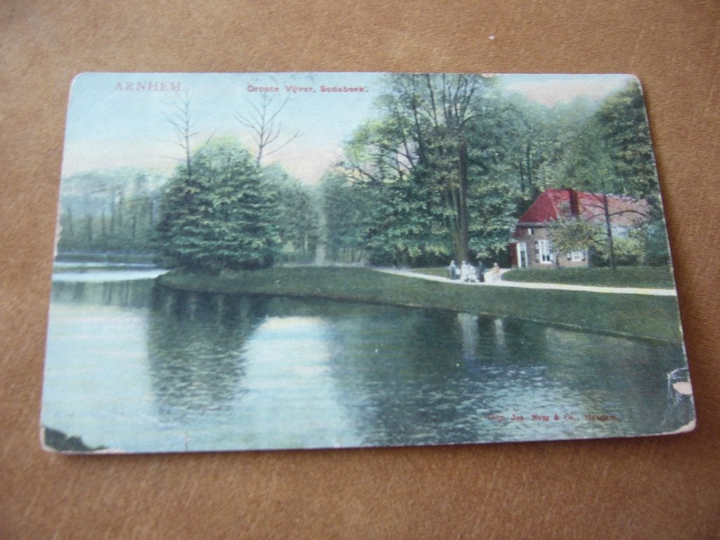 ARNHEM  =  GROOTE VIJVER SONSBEEK BRIEFKAART  1907, Ophalen of Verzenden, Voor 1920, Gelopen, Gelderland