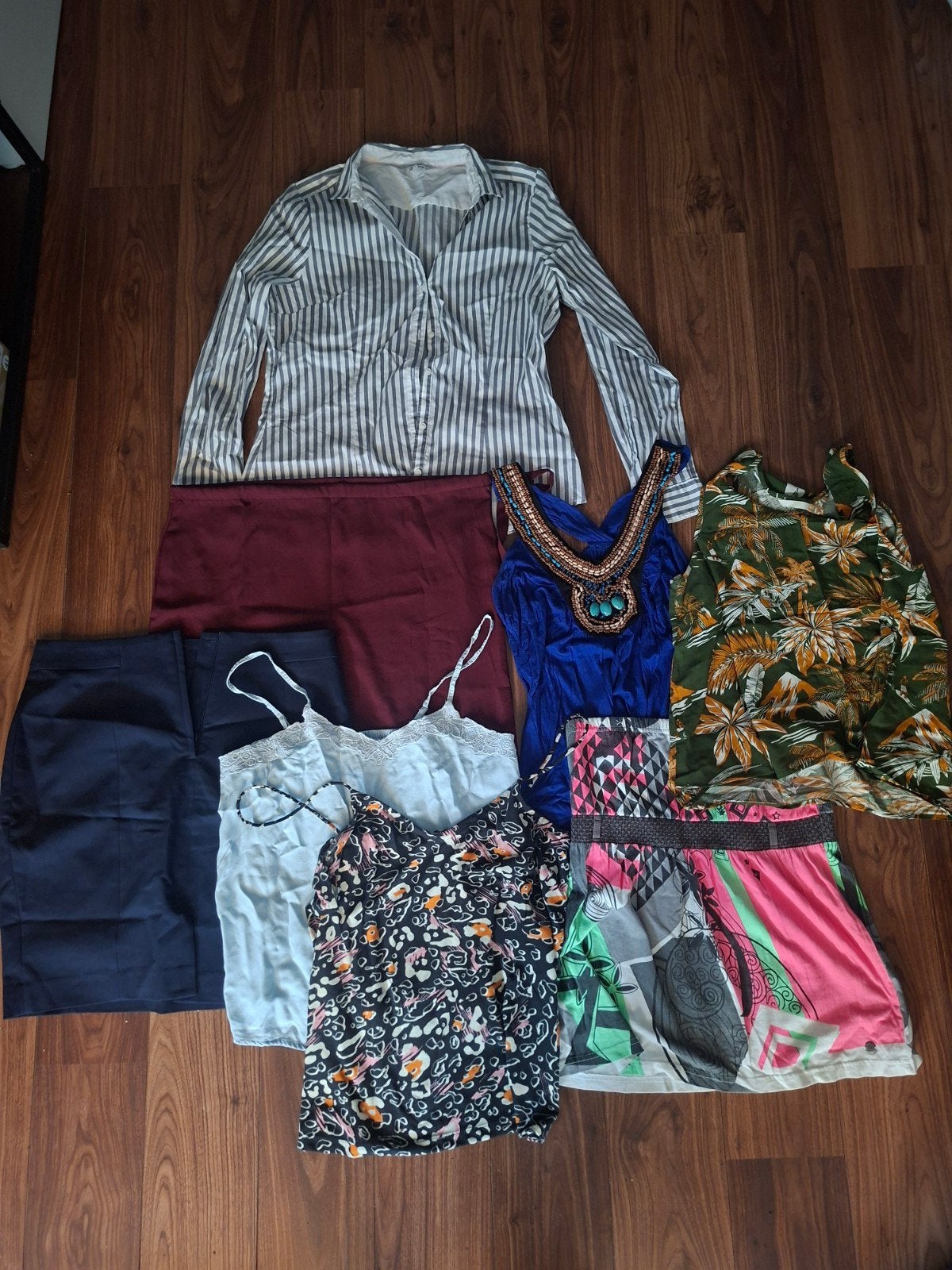 kledingpakket dames maat 38-40 met 2 rokken, blousje, 5 tops, Ophalen, Gedragen, Maat 38/40 (M)