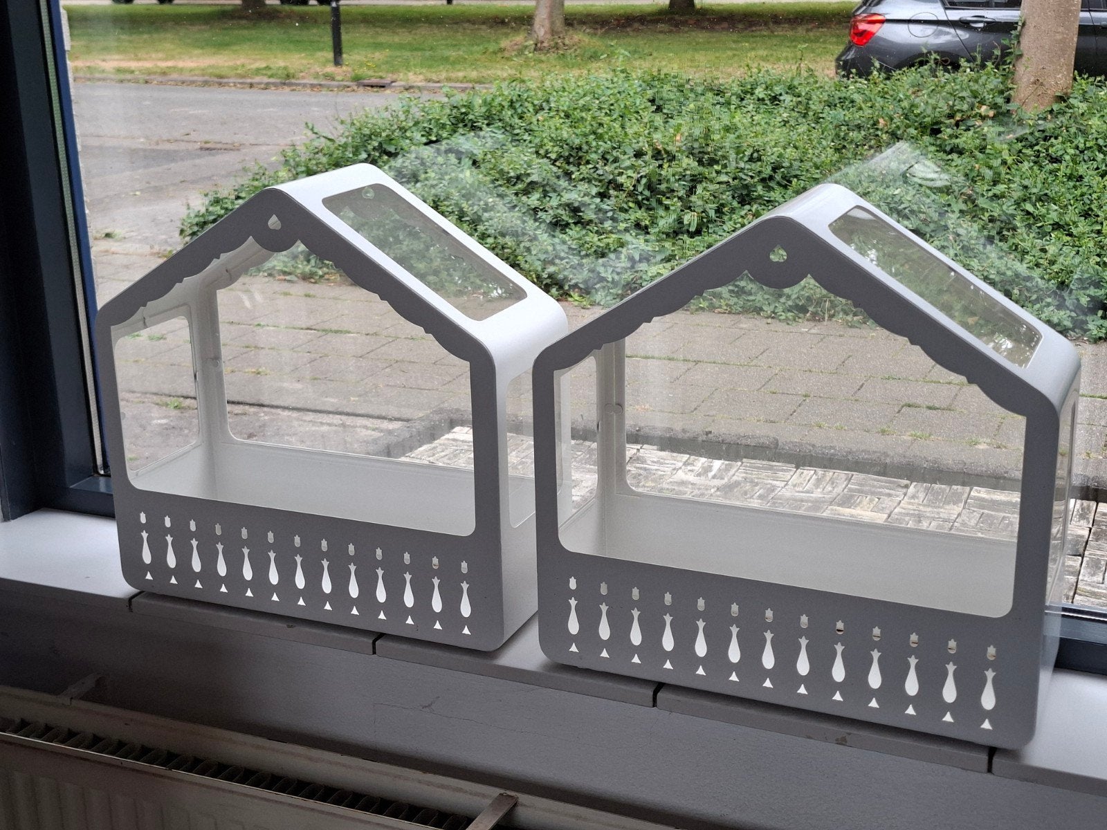 2 IKEA Kruiden kasjes voor in de vensterbank, Ophalen, Gebruikt, Wit, Metaal