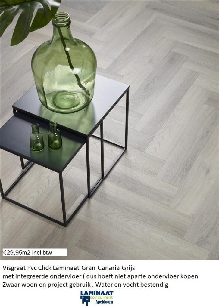 Visgraat Pvc click gran Canaria met integreerde ondervloer