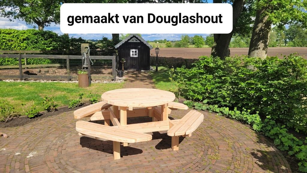 Ronde Picknicktafel  INCLUSIEF BEZORGEN, Tuin en Terras, Picknicktafels, Ophalen of Verzenden