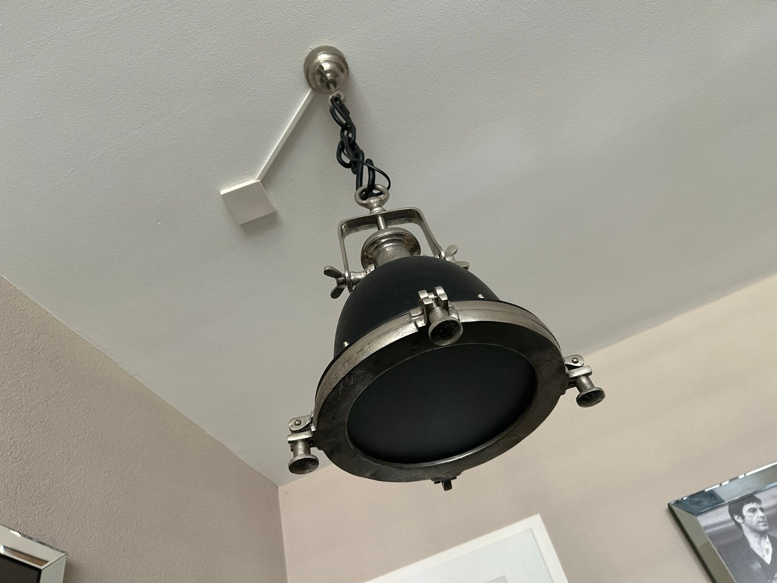 Industriële hanglamp zwart/zilver, Huis en Inrichting, Ophalen, Zo goed als nieuw, Metaal, E27 (groot)