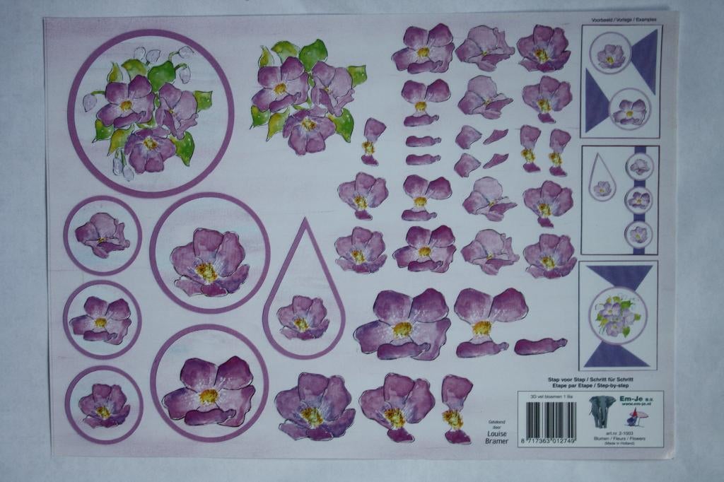 2 stuks knipvellen bloemen in kader7281, Ophalen of Verzenden, Nieuw, Natuur, Knipvel
