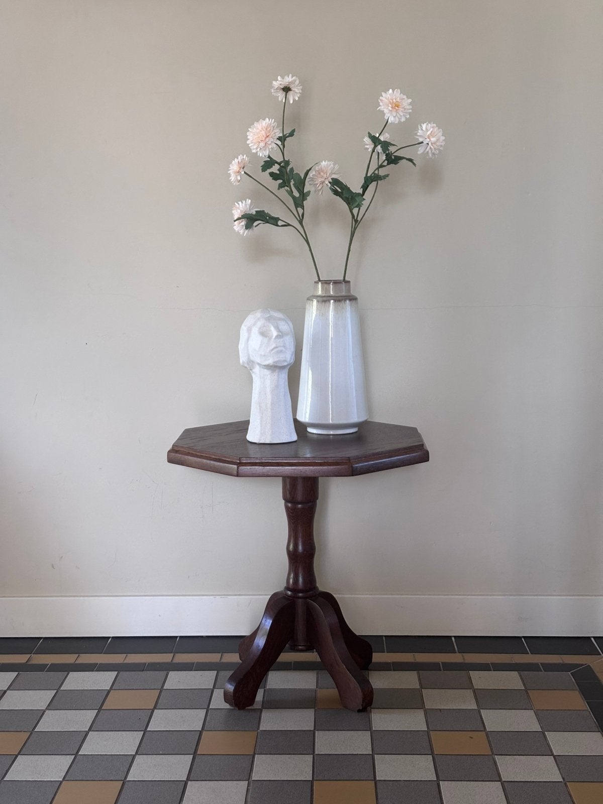 Oude massief eiken tafel plantentafel bijzettafel salontafel, 45 tot 60 cm, Minder dan 55 cm, Ophalen of Verzenden, Overige vormen