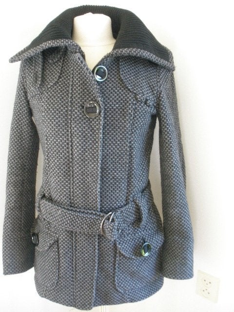 TRF WOOL COLLECTION jas grijs zwart ruit maat M, TRF WOOL COLLECTION, Ophalen of Verzenden, Zo goed als nieuw, Zwart
