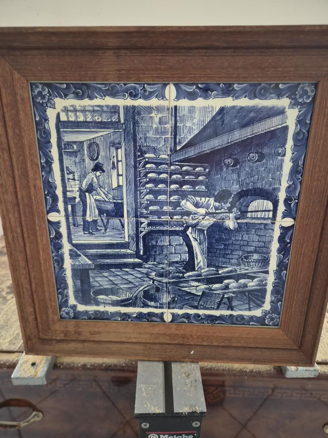 Delfts Blauw Tegeltableau Bakkerijtafereel, Antiek en Kunst, Ophalen