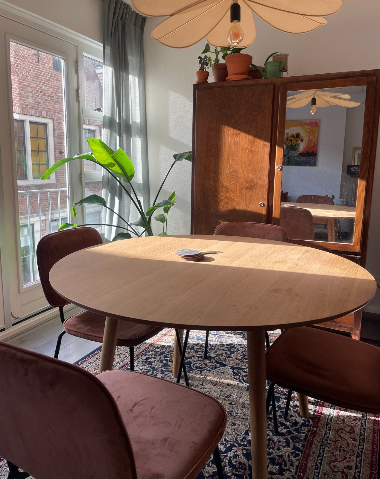 Ronde eettafel - 120 cm diameter, 75 cm hoog, Huis en Inrichting, Ophalen, Gebruikt, 100 tot 150 cm, Rond