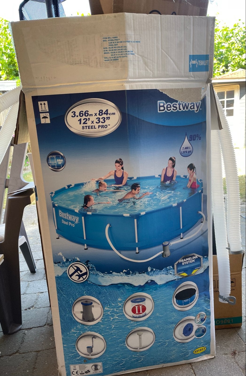 Bestway zwembad3.66m x84cm compl set incl NIEUW accessoires, Ophalen, Gebruikt, 80 tot 120 cm, Rond