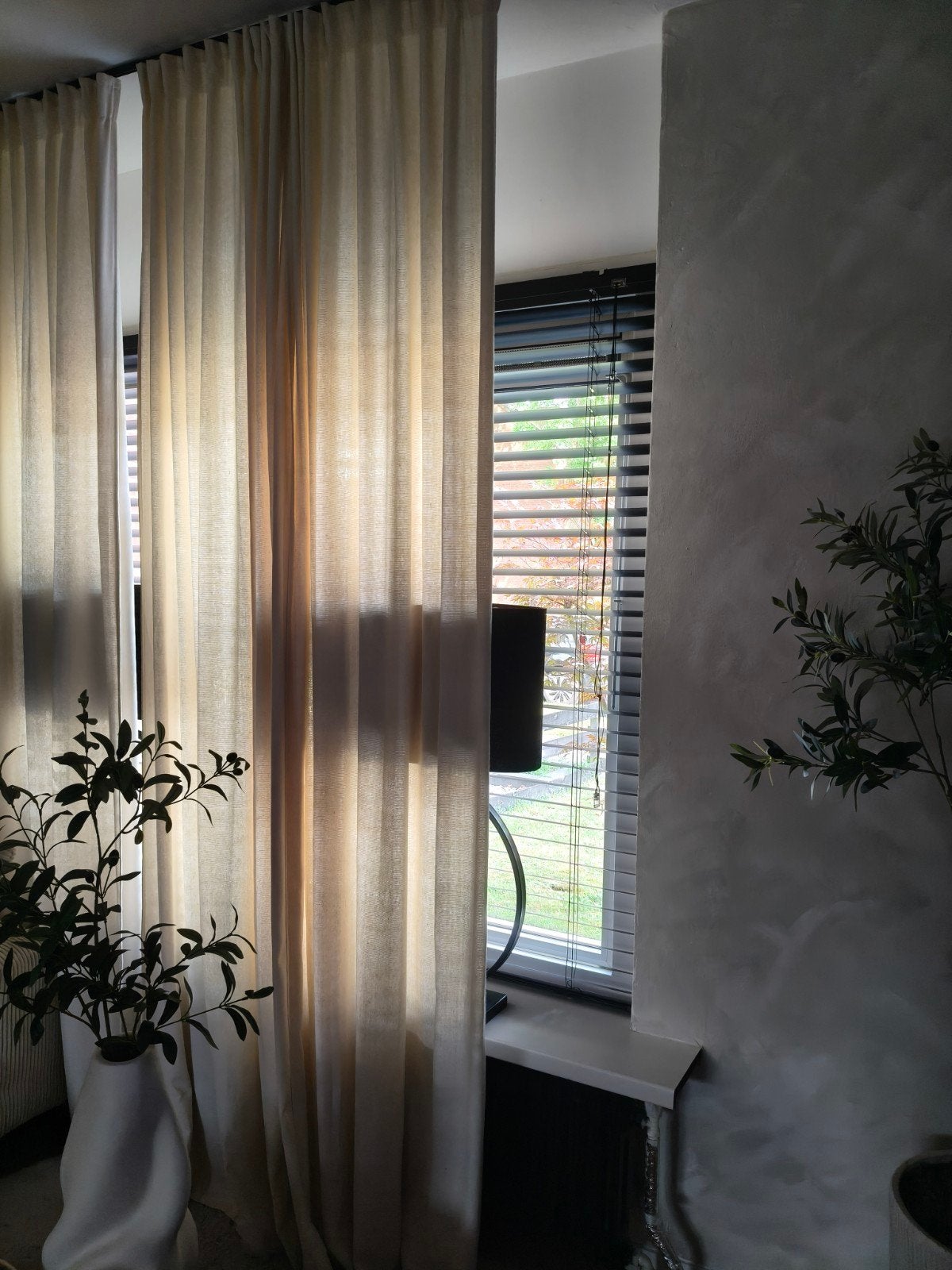 kwantum beige/crème Lichtdoorlatende gordijnen 260x140, Crème, Gebruikt, Kwantum, Ophalen of Verzenden