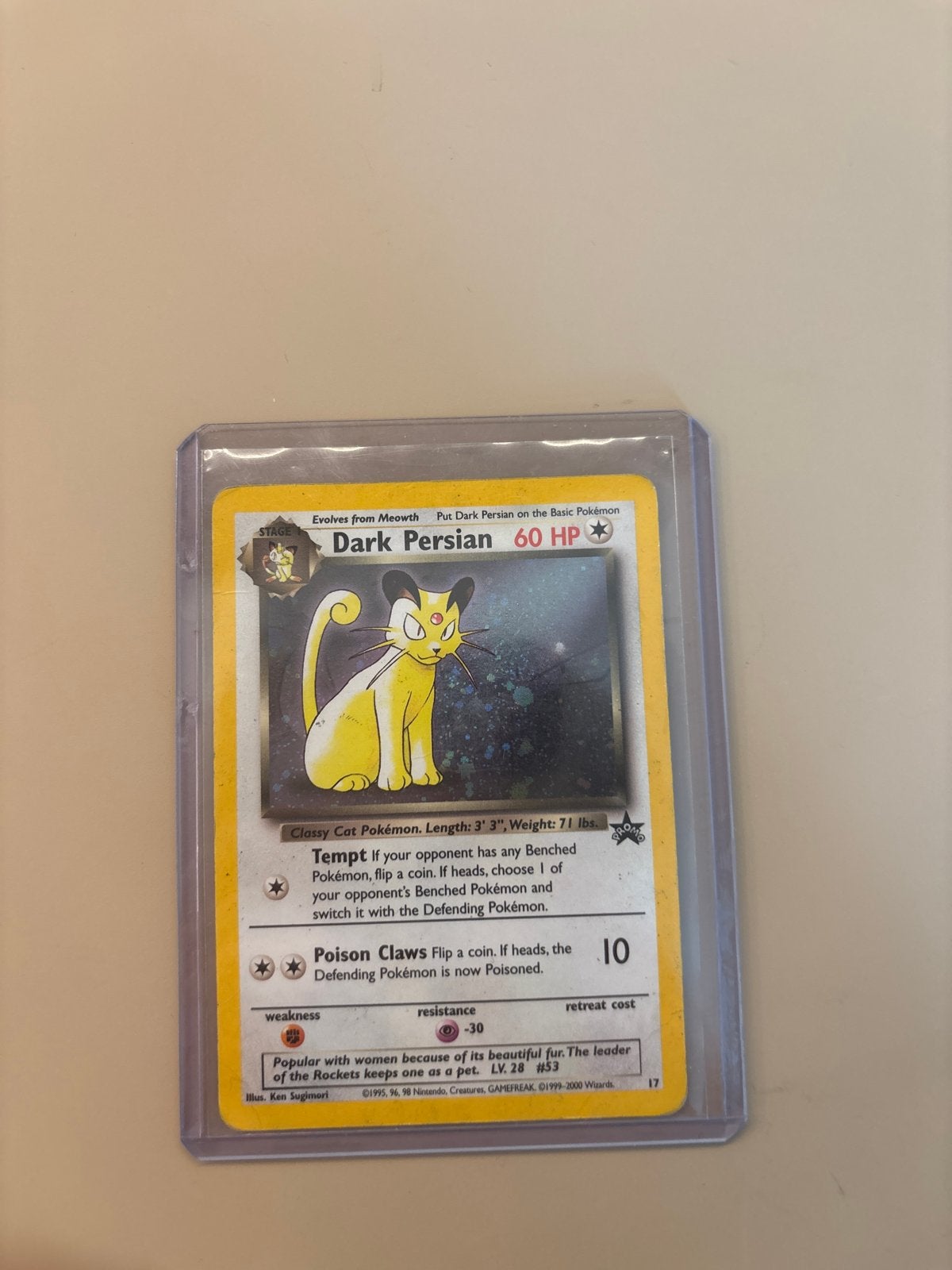 Dark Persian Pokémon Kaart (60 HP) - Rocket Set #17/82, Verzenden, Gebruikt, Losse kaart