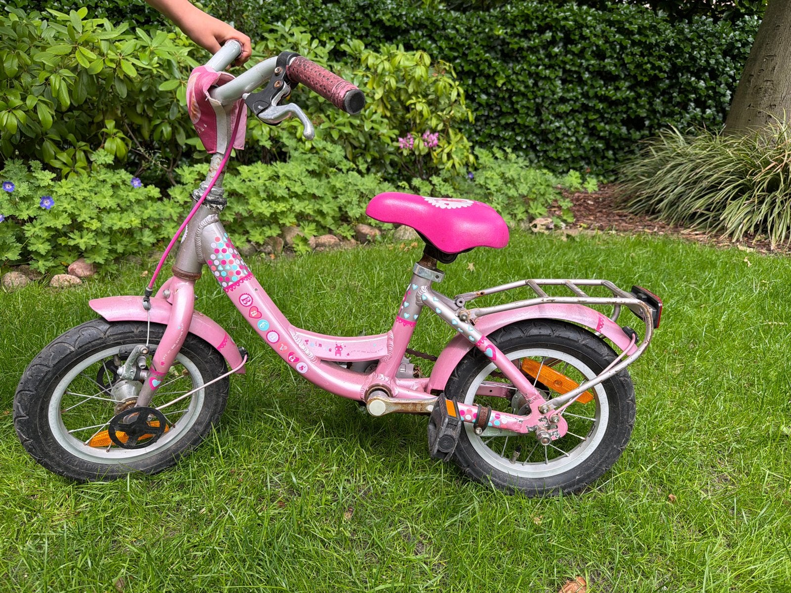 Roze kinderfiets - Gebruikt, Ophalen, Gebruikt, Velgrem, Minder dan 16 inch
