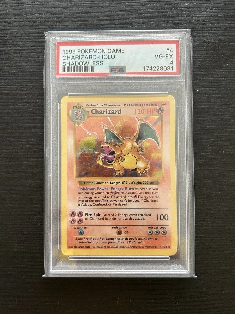 Pokémon Charizard Holo Shadowless PSA 4, Ophalen of Verzenden, Gebruikt, Losse kaart
