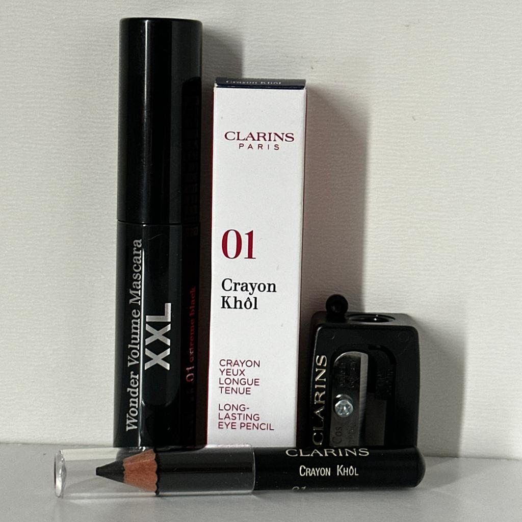 Clarins Mascara/Oogpotlood Mini met Puntenslijper, Ogen, Zwart, Nieuw, Ophalen of Verzenden