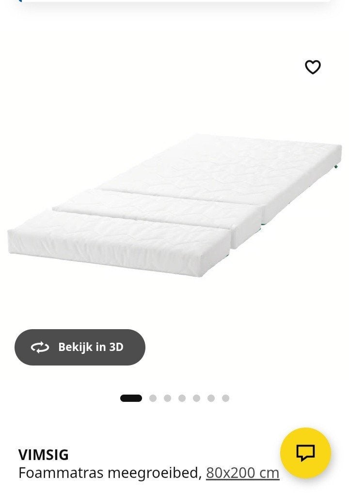 IKEA VIMSIG Foam matras meegroeibed, Ophalen, 70 tot 85 cm, Zo goed als nieuw, Matras