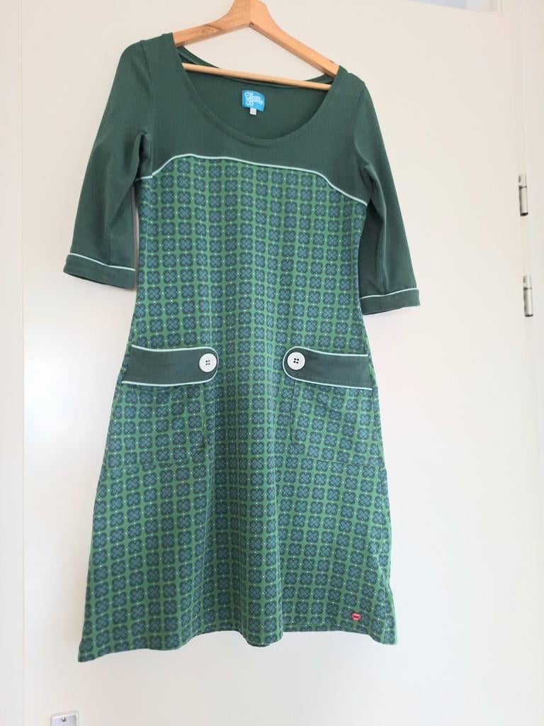 Groene Tante Betsy jurk - Maat L (valt als M/L), Maat 38/40 (M), Tante Betsy, Ophalen of Verzenden, Zo goed als nieuw