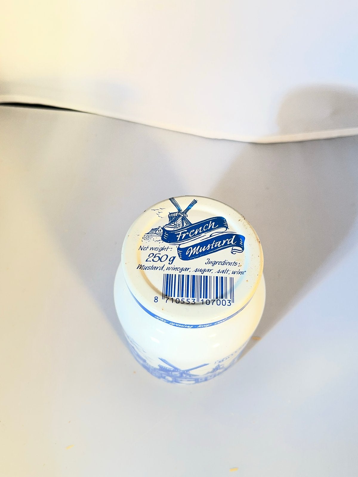 Vintage Delfts Blauw Mosterdpotje met Hollandse Scènes, Ophalen of Verzenden