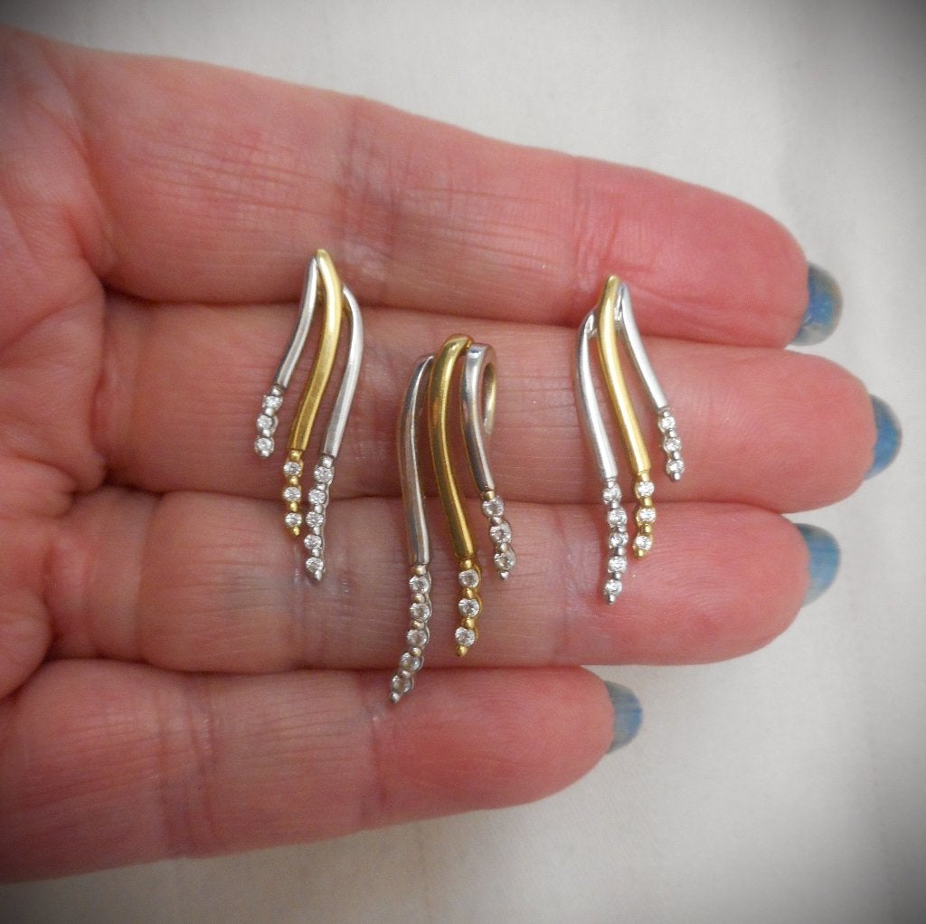 18 karaat gouden bicolor set oorbellen met hanger nr.292