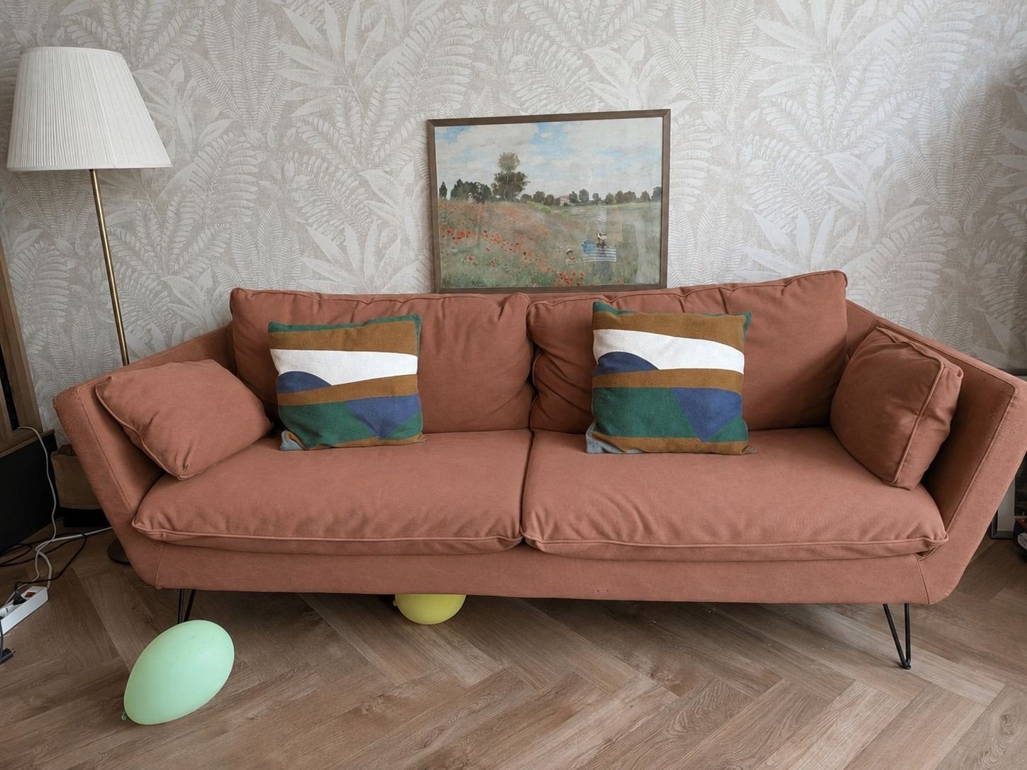 4 zitsbanknin terracotta, Ophalen, 75 tot 100 cm, Zo goed als nieuw, 200 tot 250 cm